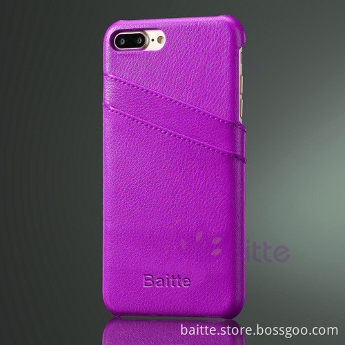 Card port on back hard case leather phone case for iPhone 7